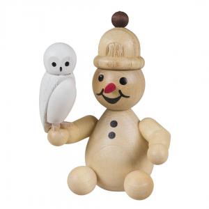 Schneemann Junior mit Schneeeule sitzend, NEU 2022